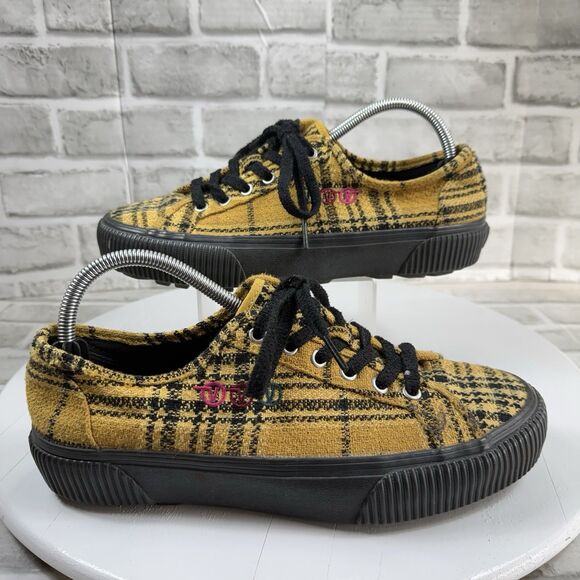 Vans Delridge Sf X Curren X Alex Knost Shoes Yellow Plaid 9 Men's Skate Shoes